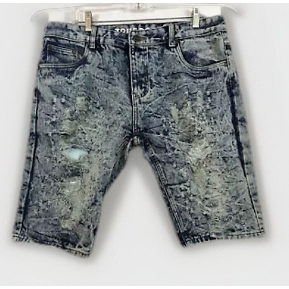 True Rock Jean Shorts Mens 38 (38x13) Blue Distressed Grunge Preppy Hip Hop